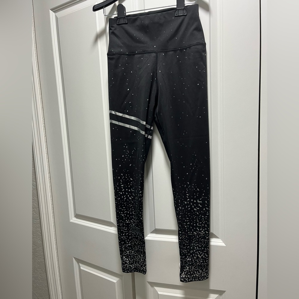 Stretch pants long - size M black and silver pattern